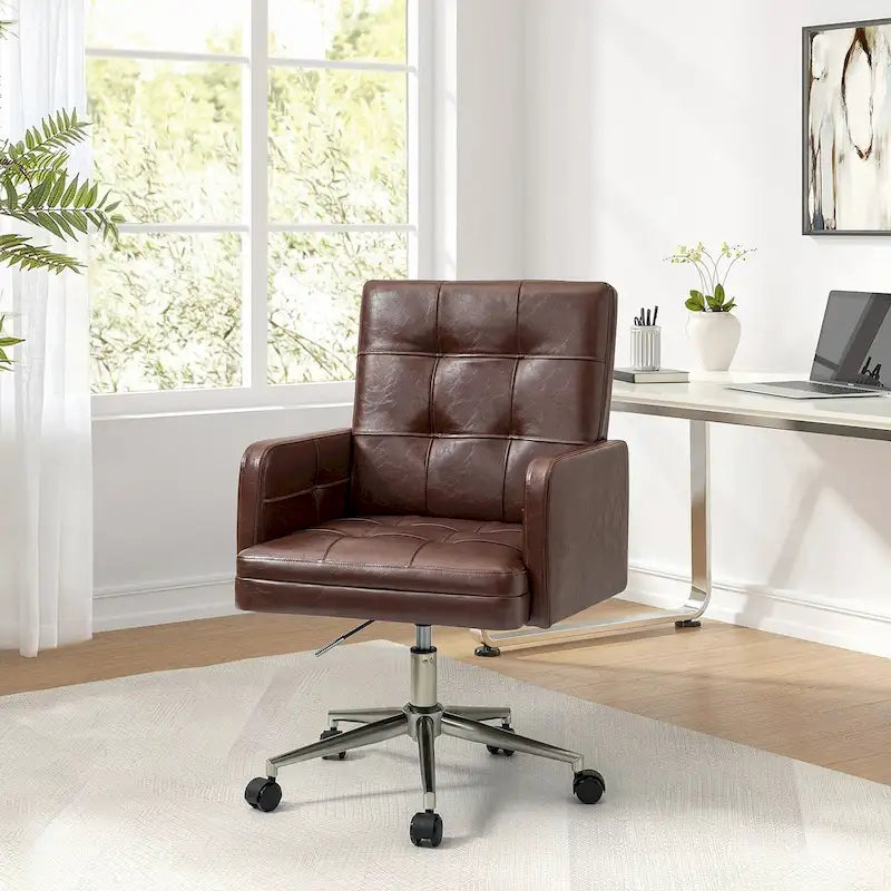 Chaise de bureau capitonnée à hauteur réglable avec 5 roulettes