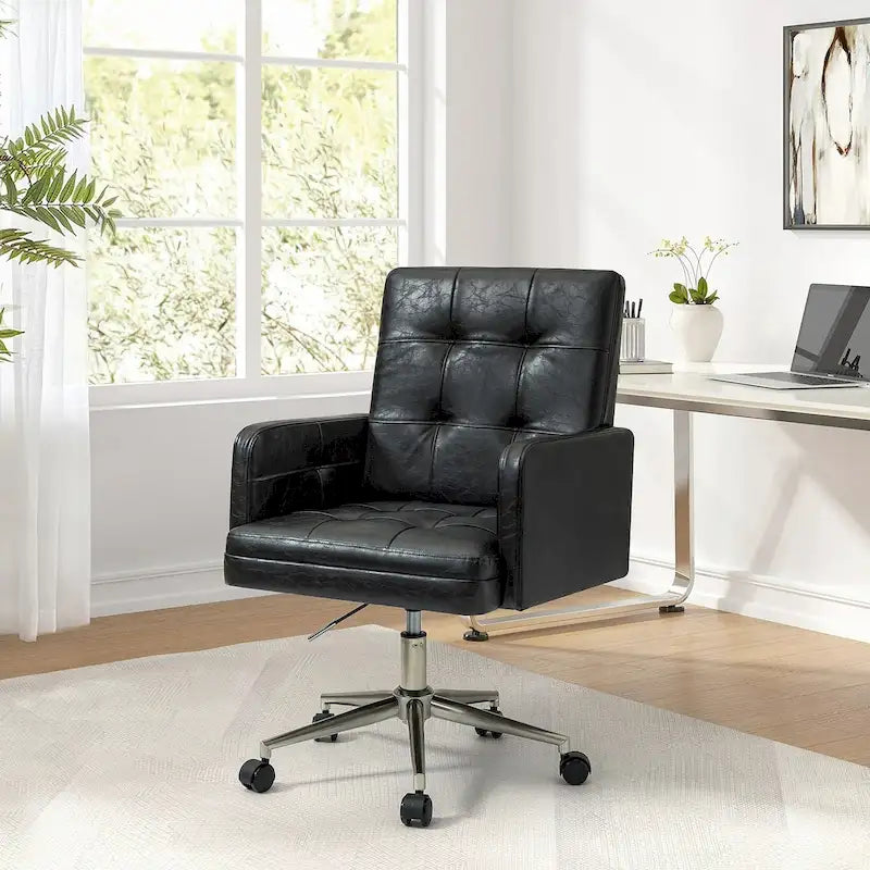 Chaise de bureau capitonnée à hauteur réglable avec 5 roulettes