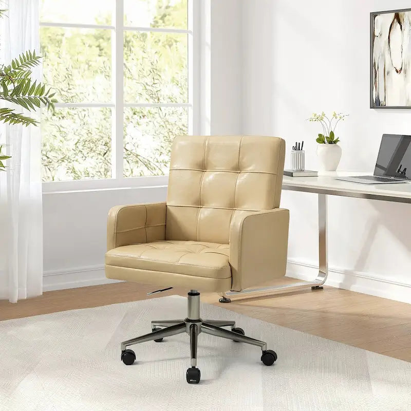 Chaise de bureau capitonnée à hauteur réglable avec 5 roulettes