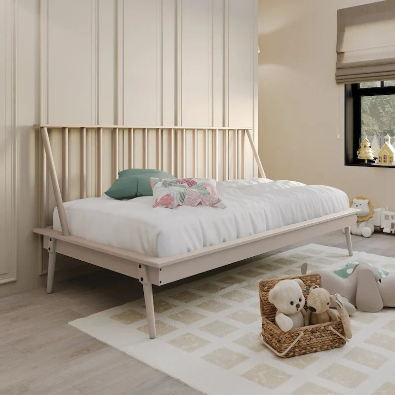 Lit de repos double en bois vintage