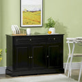 Buffet commode moderne avec placards de rangement, 2 tiroirs et étagères réglables, noir