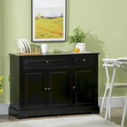 Buffet commode moderne avec placards de rangement, 2 tiroirs et étagères réglables, noir