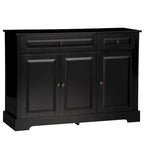 Buffet commode moderne avec placards de rangement, 2 tiroirs et étagères réglables, noir