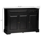 Buffet commode moderne avec placards de rangement, 2 tiroirs et étagères réglables, noir
