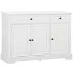 Buffet commode moderne avec placards de rangement, 2 tiroirs et étagères réglables, noir