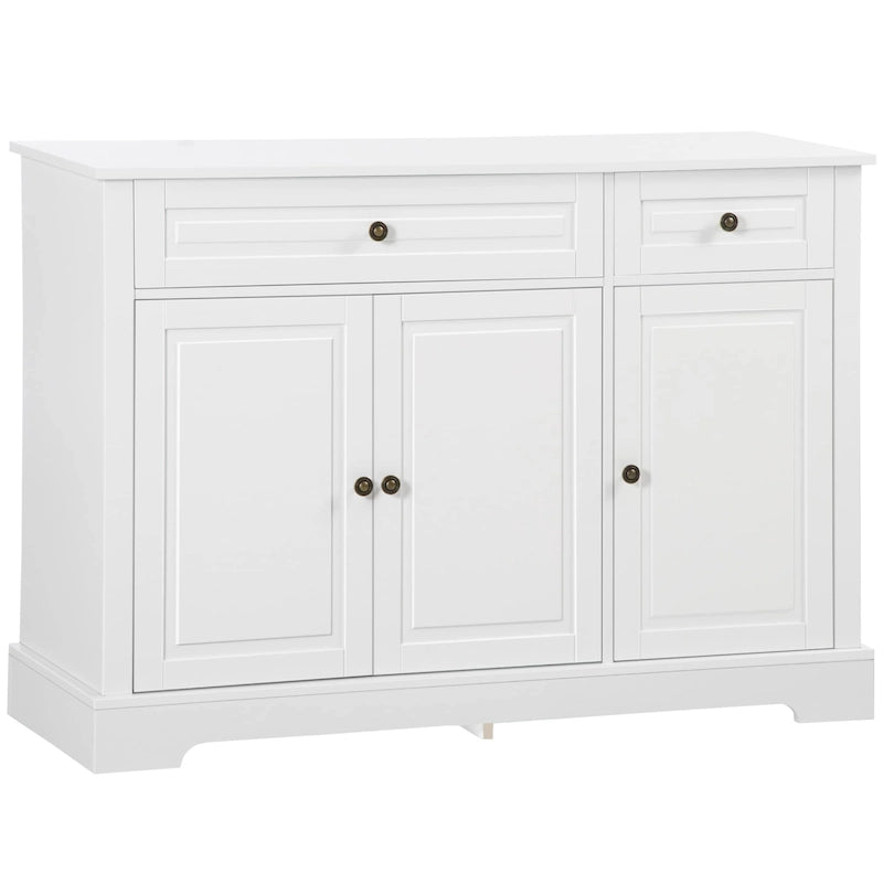 Buffet commode moderne avec placards de rangement, 2 tiroirs et étagères réglables, noir