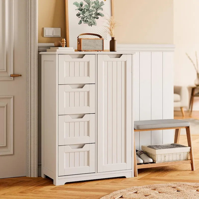 Meuble de rangement sur pied avec 4 tiroirs et étagère réglable