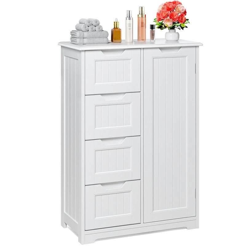 Meuble de rangement sur pied avec 4 tiroirs et étagère réglable