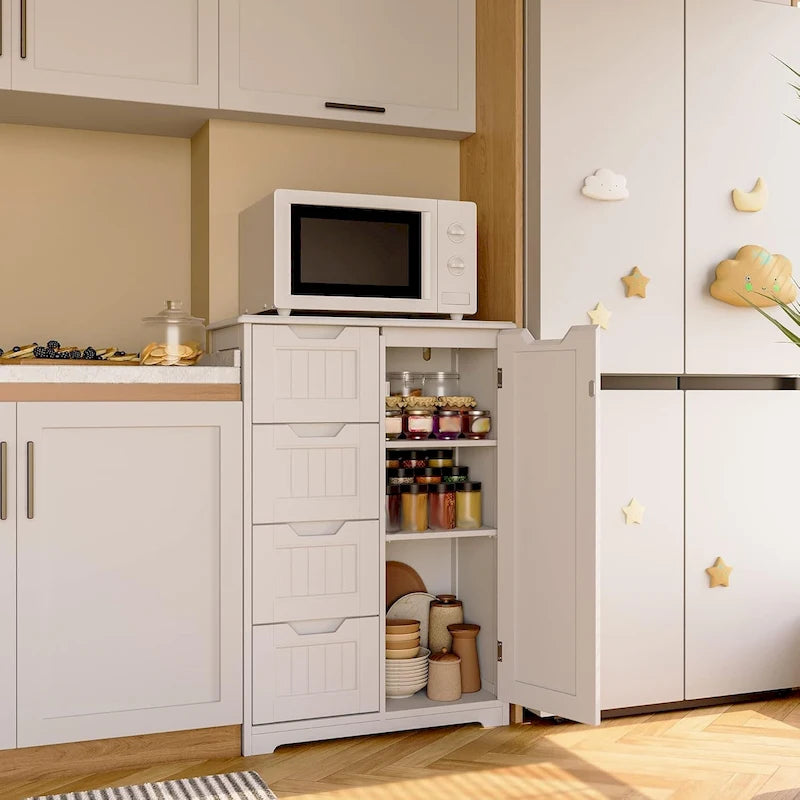 Meuble de rangement sur pied avec 4 tiroirs et étagère réglable