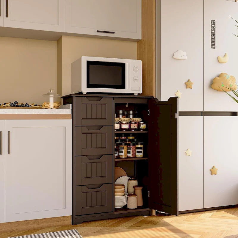 Meuble de rangement sur pied avec 4 tiroirs et étagère réglable