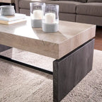 Table basse bicolore avec plateau en placage de bois