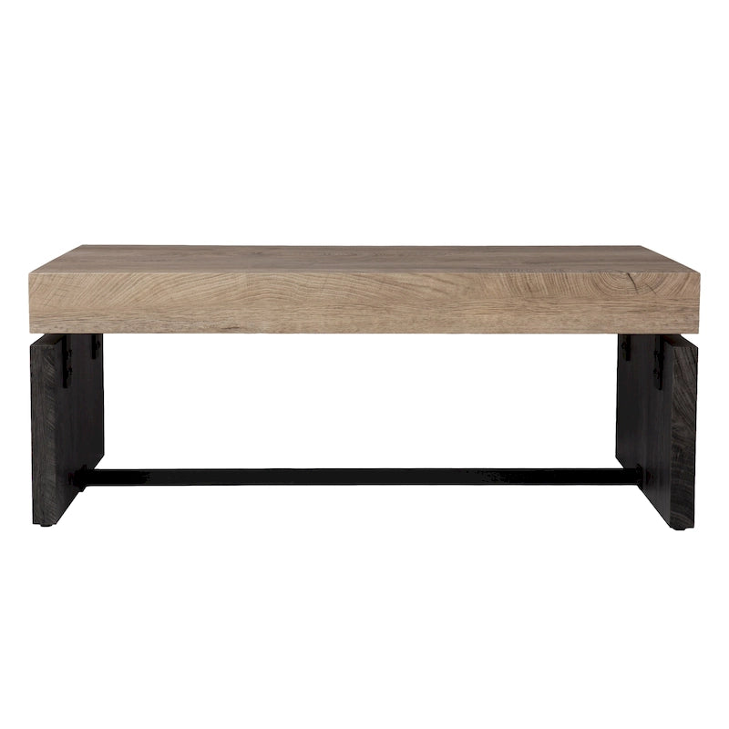 Table basse bicolore avec plateau en placage de bois