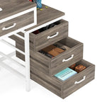 Bureau d'ordinateur avec caisson à 2 tiroirs et meuble de classement à 3 tiroirs