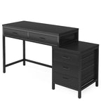 Bureau d'ordinateur avec caisson à 2 tiroirs et meuble de classement à 3 tiroirs