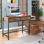 Bureau d'ordinateur avec caisson à 2 tiroirs et meuble de classement à 3 tiroirs