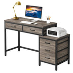 Bureau d'ordinateur avec caisson à 2 tiroirs et meuble de classement à 3 tiroirs
