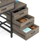 Bureau d'ordinateur avec caisson à 2 tiroirs et meuble de classement à 3 tiroirs