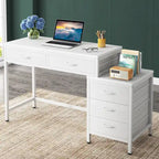 Bureau d'ordinateur avec caisson à 2 tiroirs et meuble de classement à 3 tiroirs