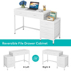 Bureau d'ordinateur avec caisson à 2 tiroirs et meuble de classement à 3 tiroirs