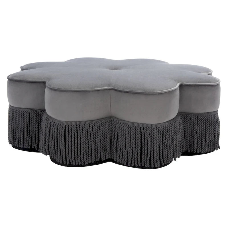 Pouf en velours à franges en forme de fleur