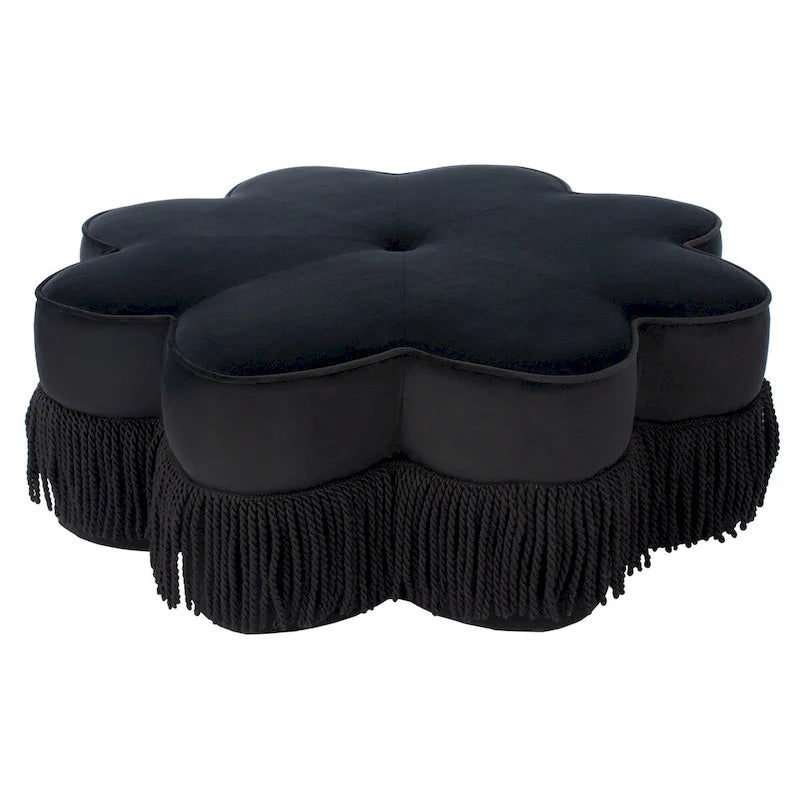 Pouf en velours à franges en forme de fleur