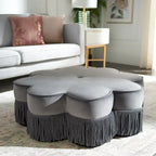 Pouf en velours à franges en forme de fleur