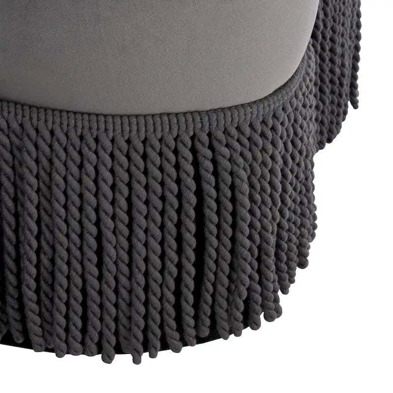 Pouf en velours à franges en forme de fleur