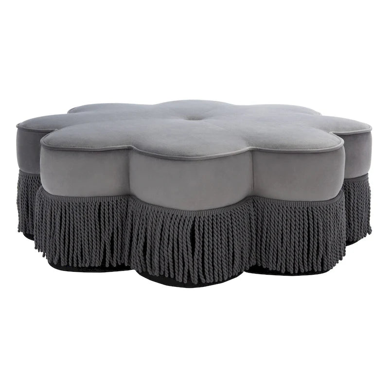 Pouf en velours à franges en forme de fleur