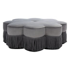 Pouf en velours à franges en forme de fleur