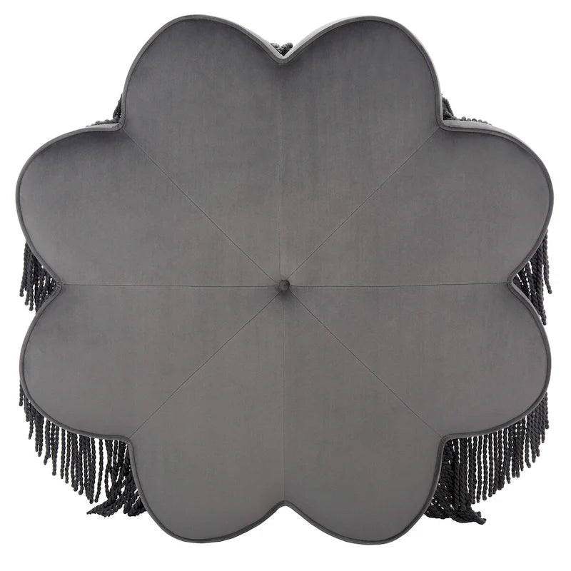 Pouf en velours à franges en forme de fleur