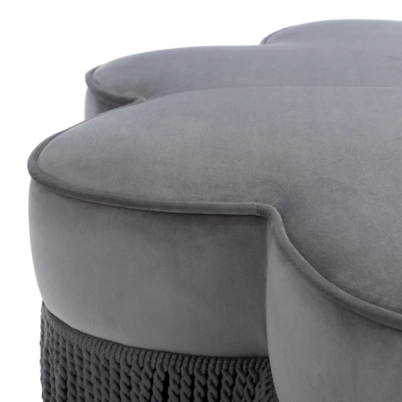 Pouf en velours à franges en forme de fleur