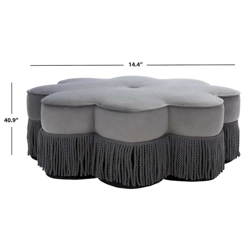 Pouf en velours à franges en forme de fleur