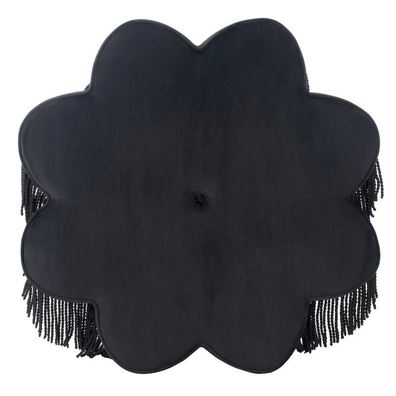 Pouf en velours à franges en forme de fleur