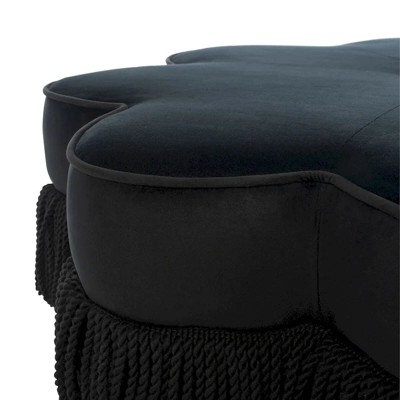 Pouf en velours à franges en forme de fleur