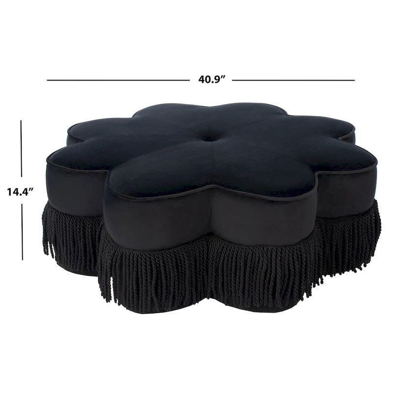 Pouf en velours à franges en forme de fleur