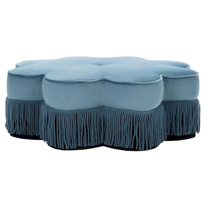 Pouf en velours à franges en forme de fleur
