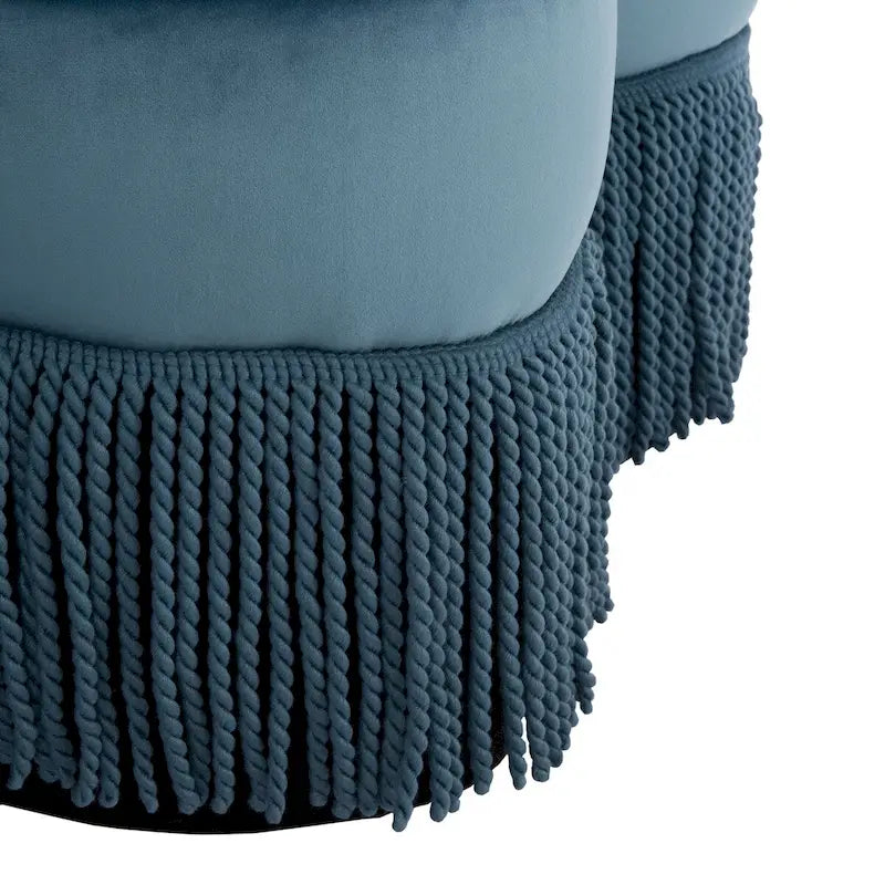 Pouf en velours à franges en forme de fleur
