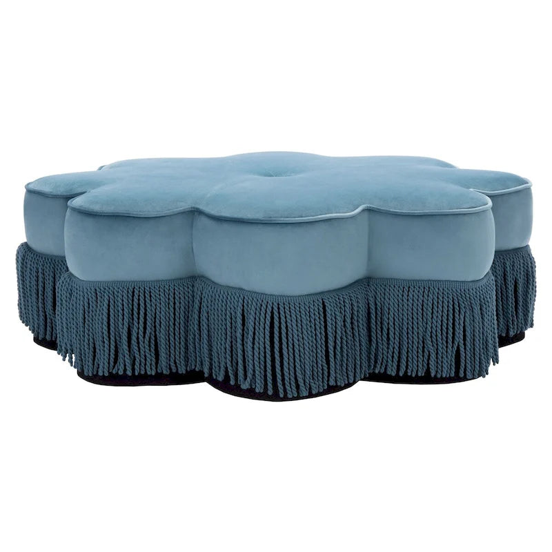 Pouf en velours à franges en forme de fleur
