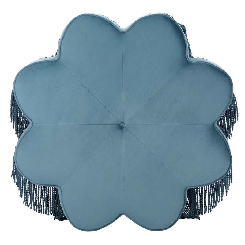 Pouf en velours à franges en forme de fleur