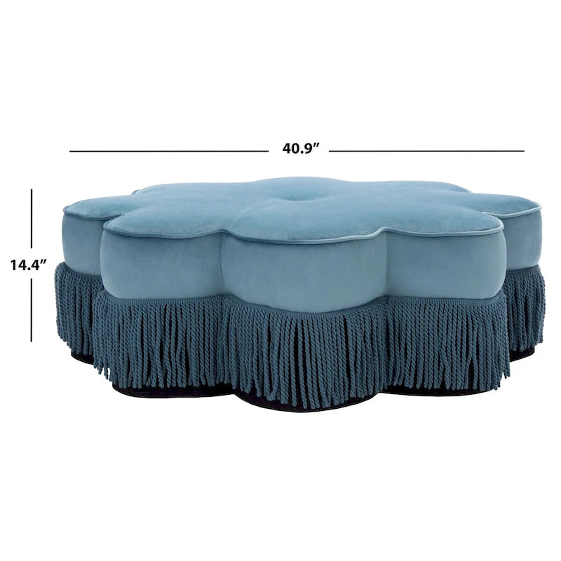 Pouf en velours à franges en forme de fleur