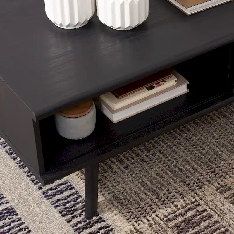 Table basse Mid-Century avec étagère de rangement - 117 cm (L) x 58 cm (P) x 41 cm (H)