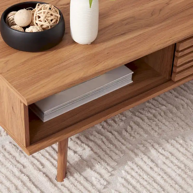 Table basse Mid-Century avec étagère de rangement - 117 cm (L) x 58 cm (P) x 41 cm (H)