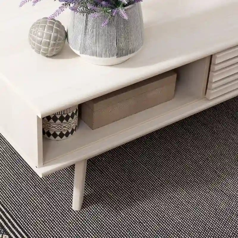 Table basse Mid-Century avec étagère de rangement - 117 cm (L) x 58 cm (P) x 41 cm (H)