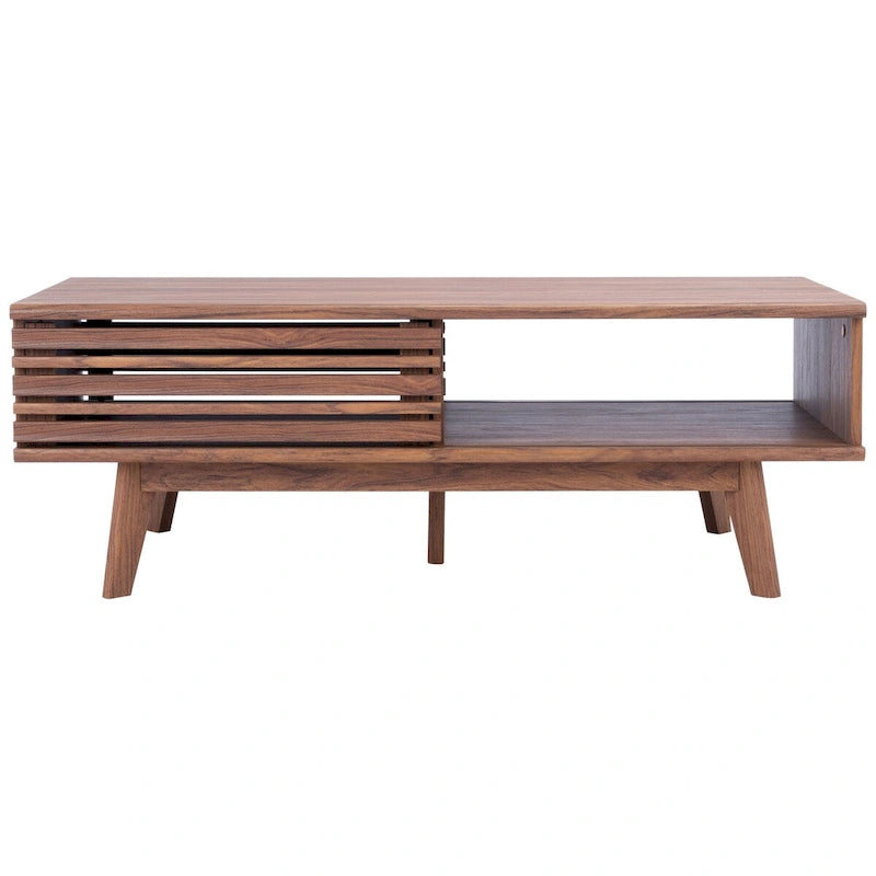 Table basse Mid-Century avec étagère de rangement - 117 cm (L) x 58 cm (P) x 41 cm (H)