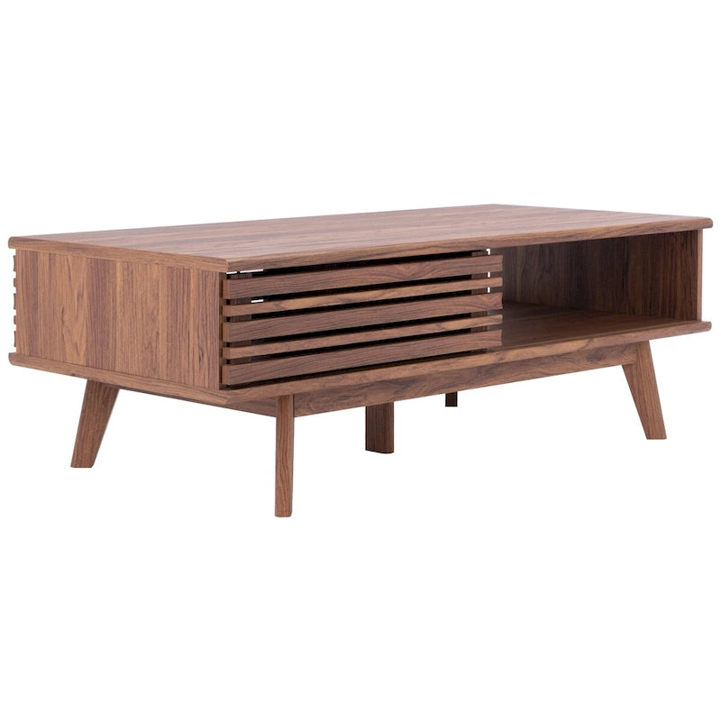 Table basse Mid-Century avec étagère de rangement - 117 cm (L) x 58 cm (P) x 41 cm (H)