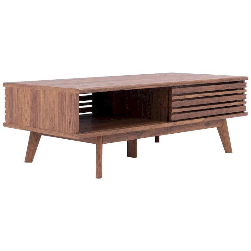 Table basse Mid-Century avec étagère de rangement - 117 cm (L) x 58 cm (P) x 41 cm (H)
