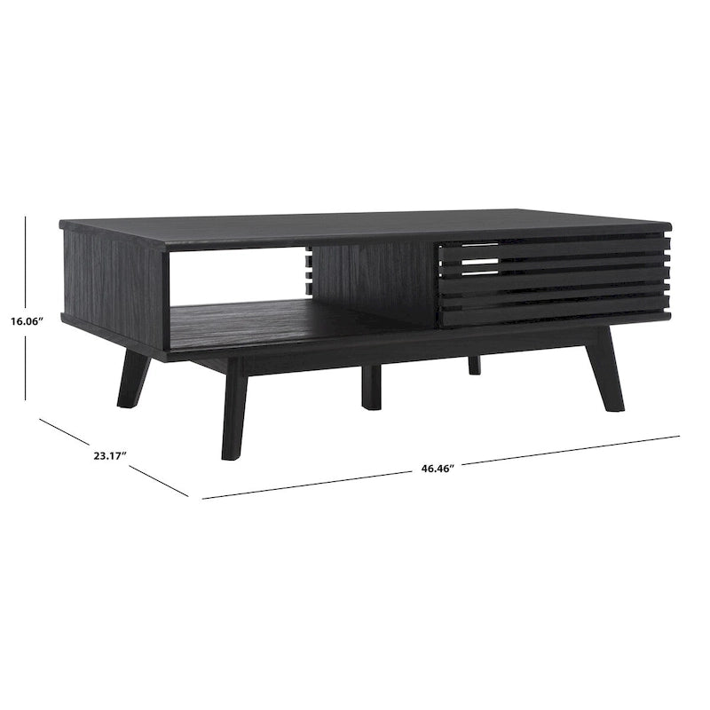 Table basse Mid-Century avec étagère de rangement - 117 cm (L) x 58 cm (P) x 41 cm (H)