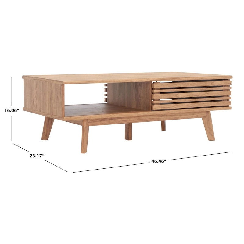 Table basse Mid-Century avec étagère de rangement - 117 cm (L) x 58 cm (P) x 41 cm (H)