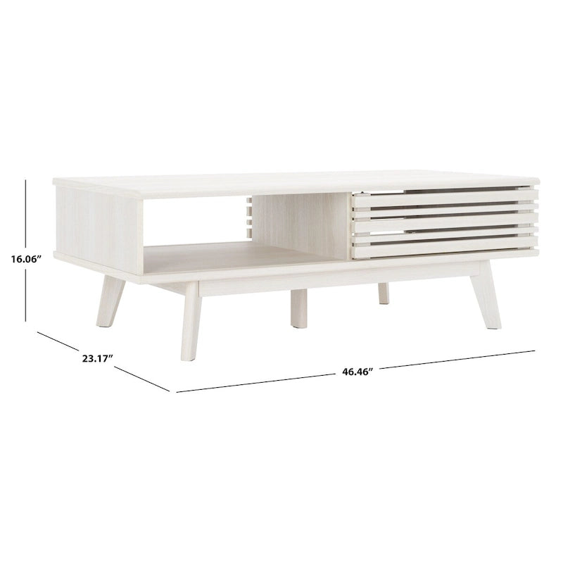 Table basse Mid-Century avec étagère de rangement - 117 cm (L) x 58 cm (P) x 41 cm (H)