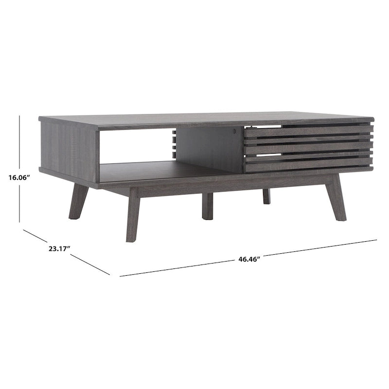 Table basse Mid-Century avec étagère de rangement - 117 cm (L) x 58 cm (P) x 41 cm (H)